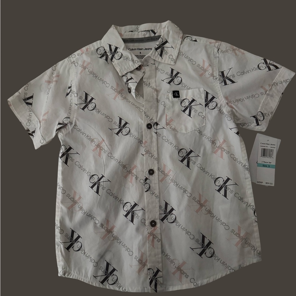 Calvin Klein White Logo Toddler Shirt